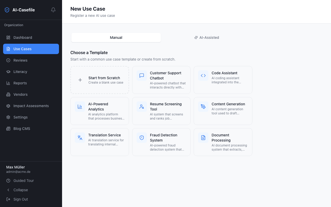 Use Case Registry detail view