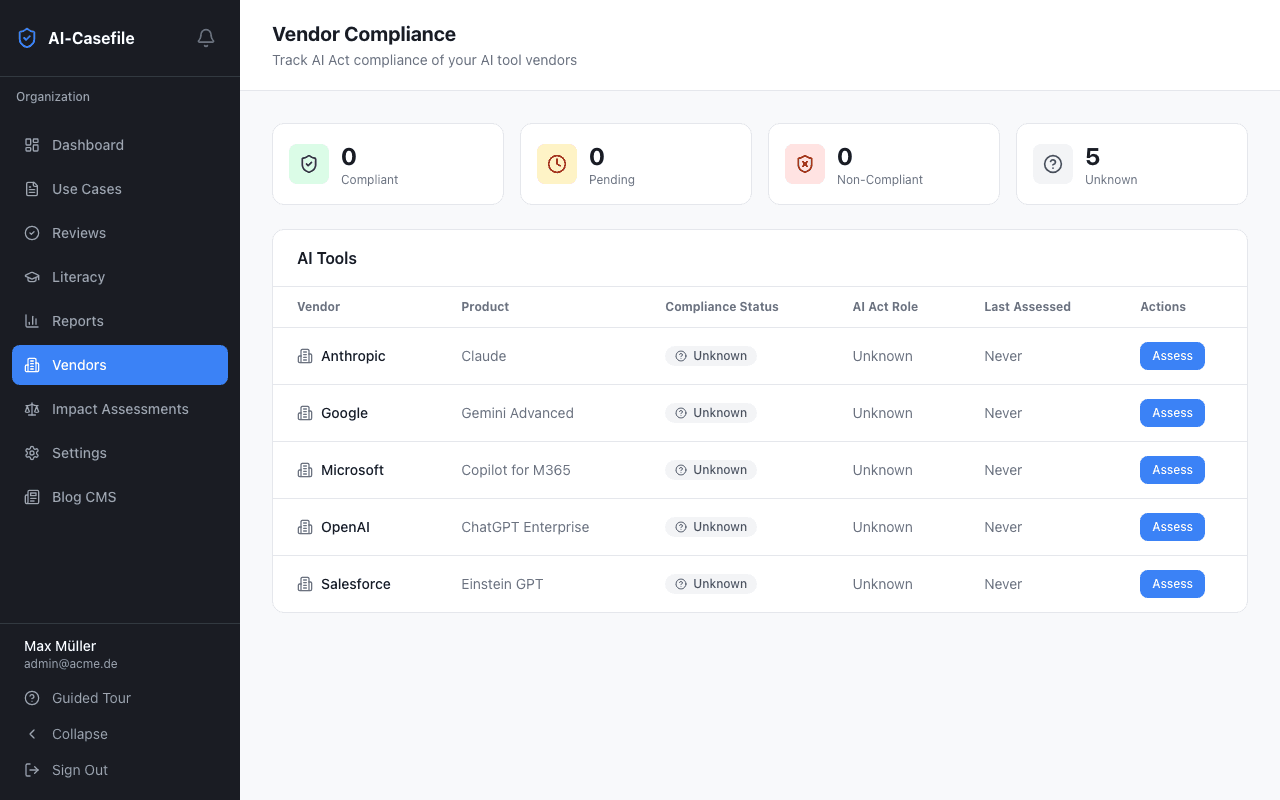 Vendor Compliance Tracking
